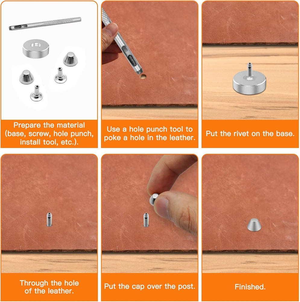 90Pcs Screw Back Rivets Metal Leather Studs Feet Nailhead Flat Head Stud Flat...