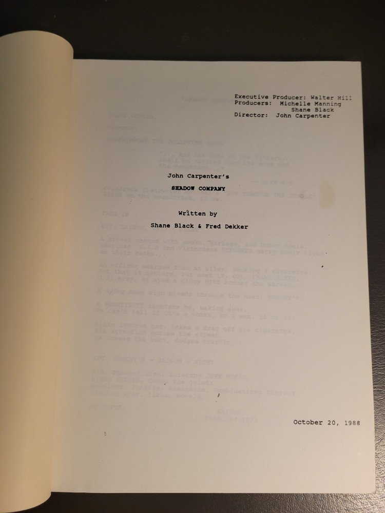 John Carpenter: SHADOW COMPANY (1988) Unproduced Script - Shane Black