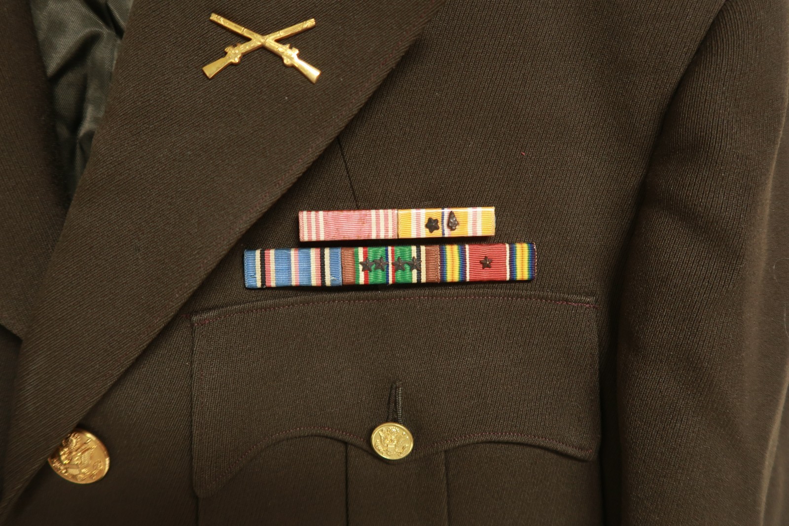 World War II Era Officer's Jacket Coat Army Infantry Service Ribbons Tunic