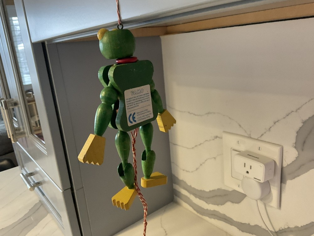 Vintage Austrian Wooden Frog Jumping Jack String Puppet