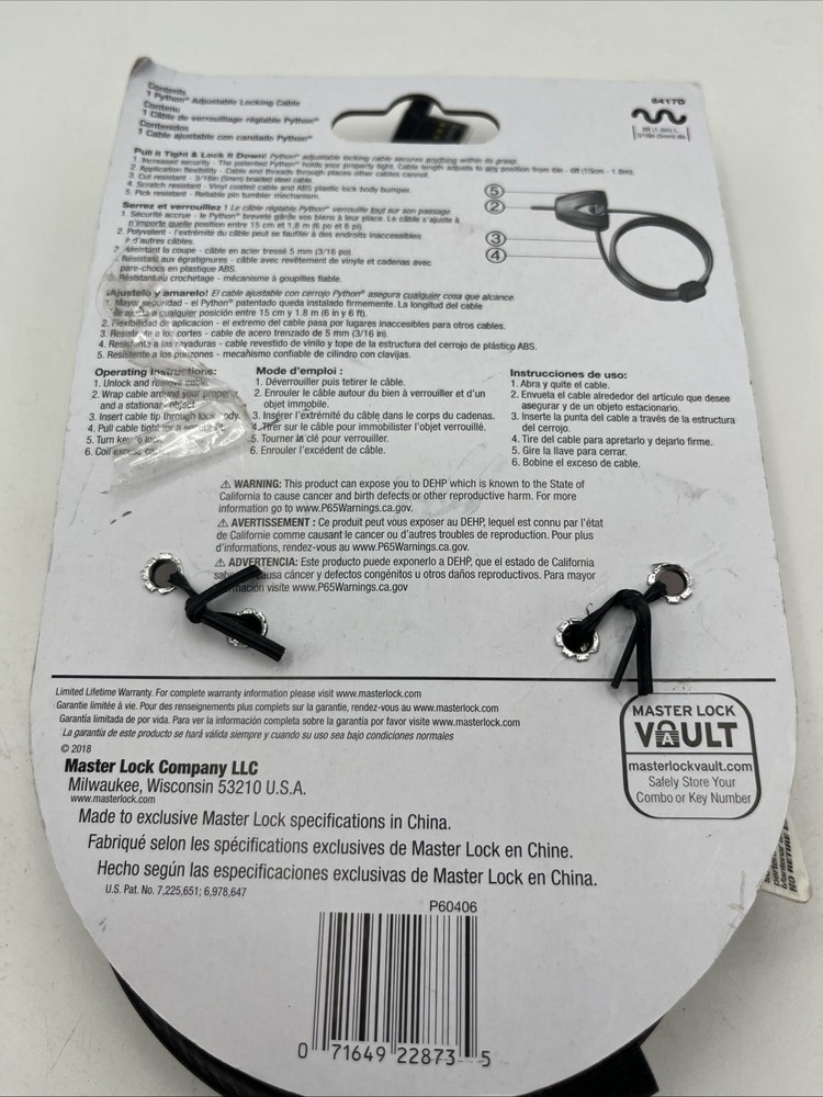 Python Cable Lock for Trail Camera Outdoor Equipment Locking Security Adjustable