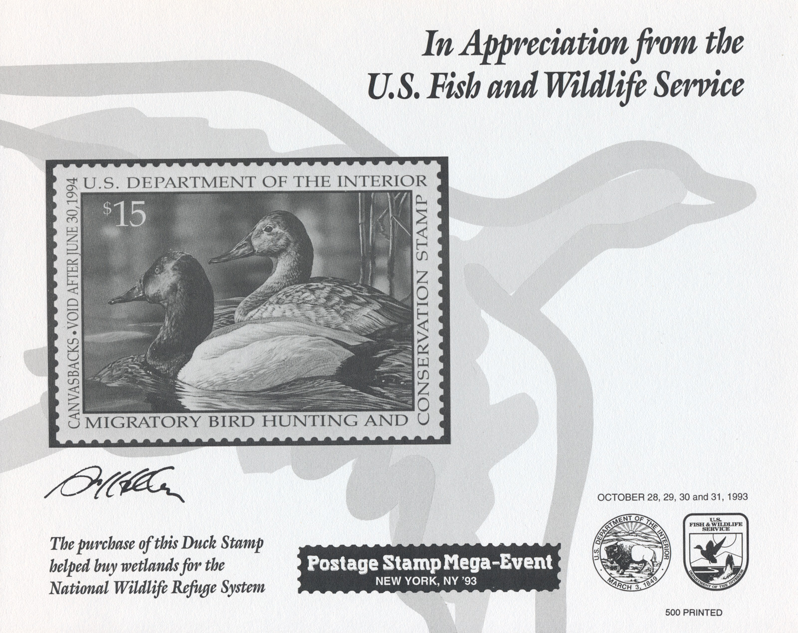 2 Duck Stamps & 23 U.S. Fish & Wildlife Appreciation Souvenir Cards 1975-1997 US