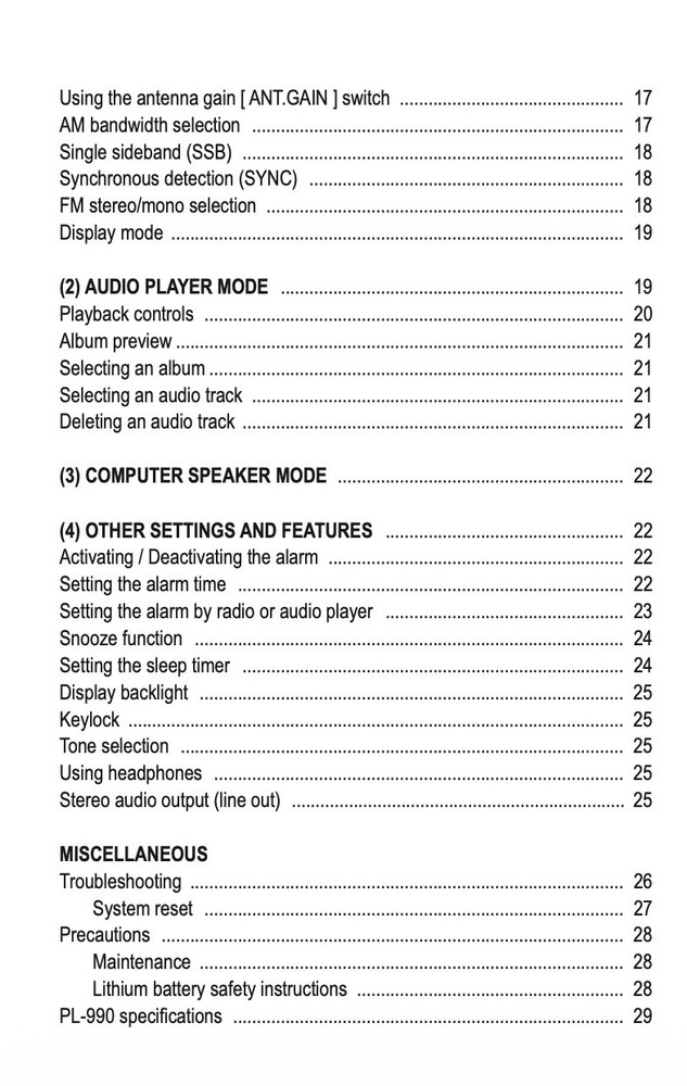 Tecsun PL-990 Radio Receiver OPERATION MANUAL