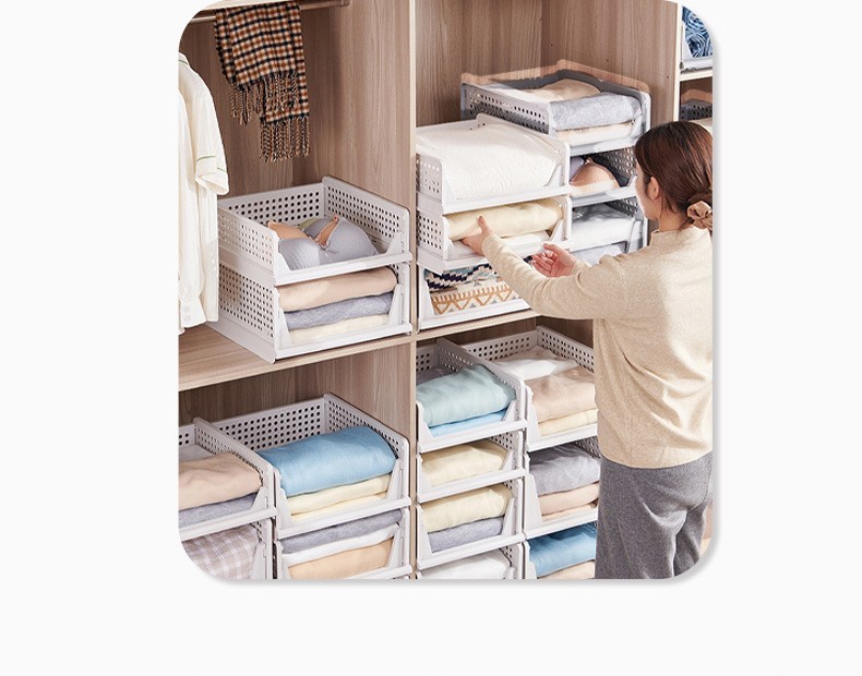 5-Pack Stackable Wardrobe Storage Baskets