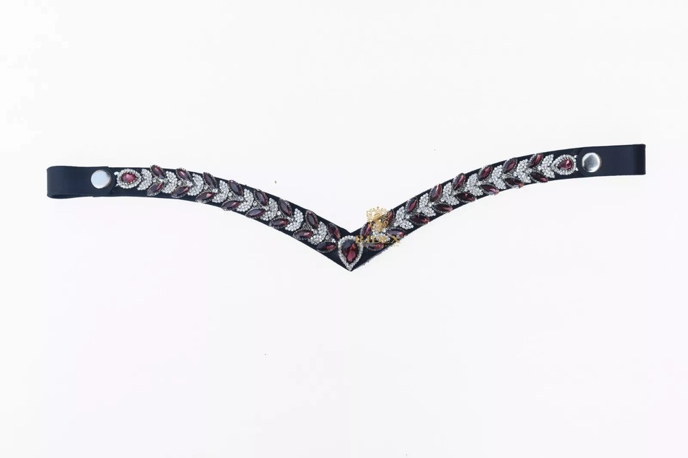Sparkly V-Shaped Kiara Browband for Bridle made from durable leather .