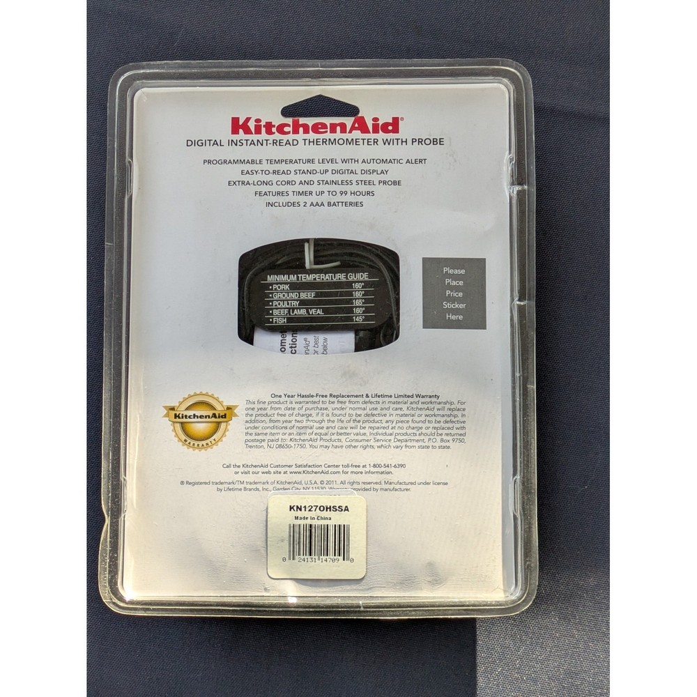 KitchenAid Digital Instant Read Thermometer Probe Programmable Temperature Alert