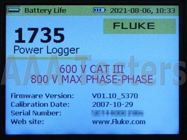 Fluke 1735 Three Phase Power Logger Analyst 10.24 kHz