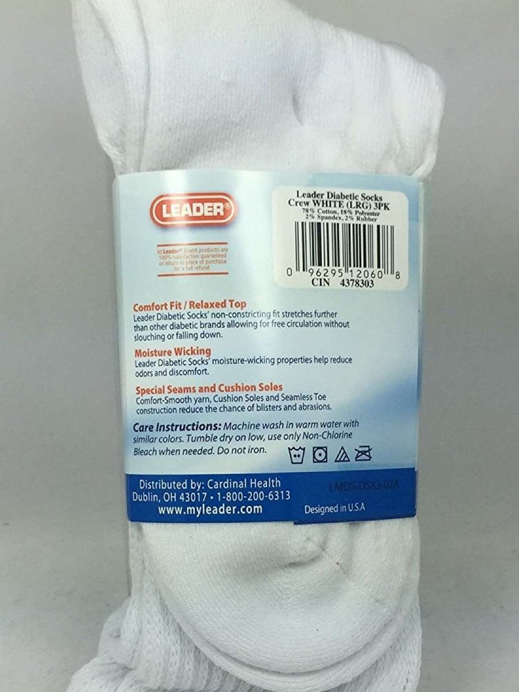Leader Diabetic Ankle Socks (White) Medium