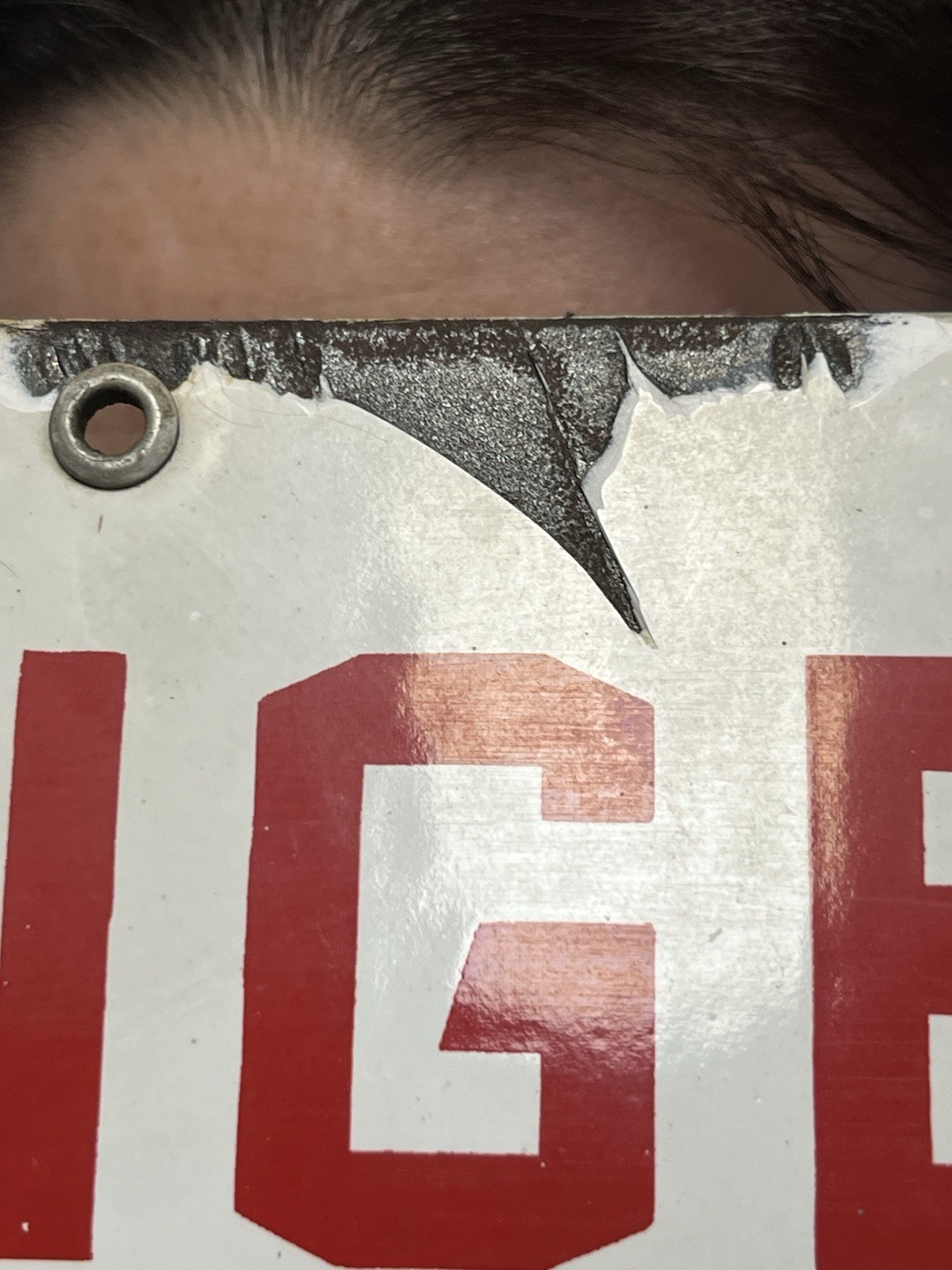 DANGER High Voltage Porcelain Enameled Sign -PG&E California