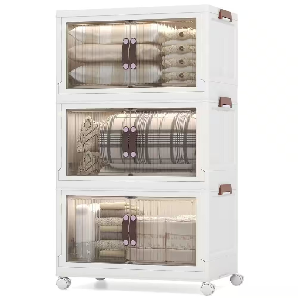 White 43.5 In. H Storage Cabinet with 2 of Shelves