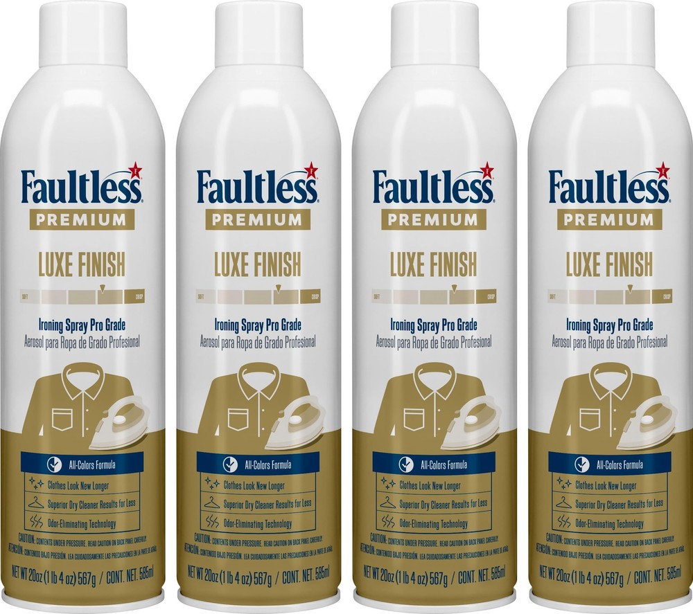 Faultless Premium Luxe Spray Starch 20 Oz, 4 Pack Spray Starch for Ironing