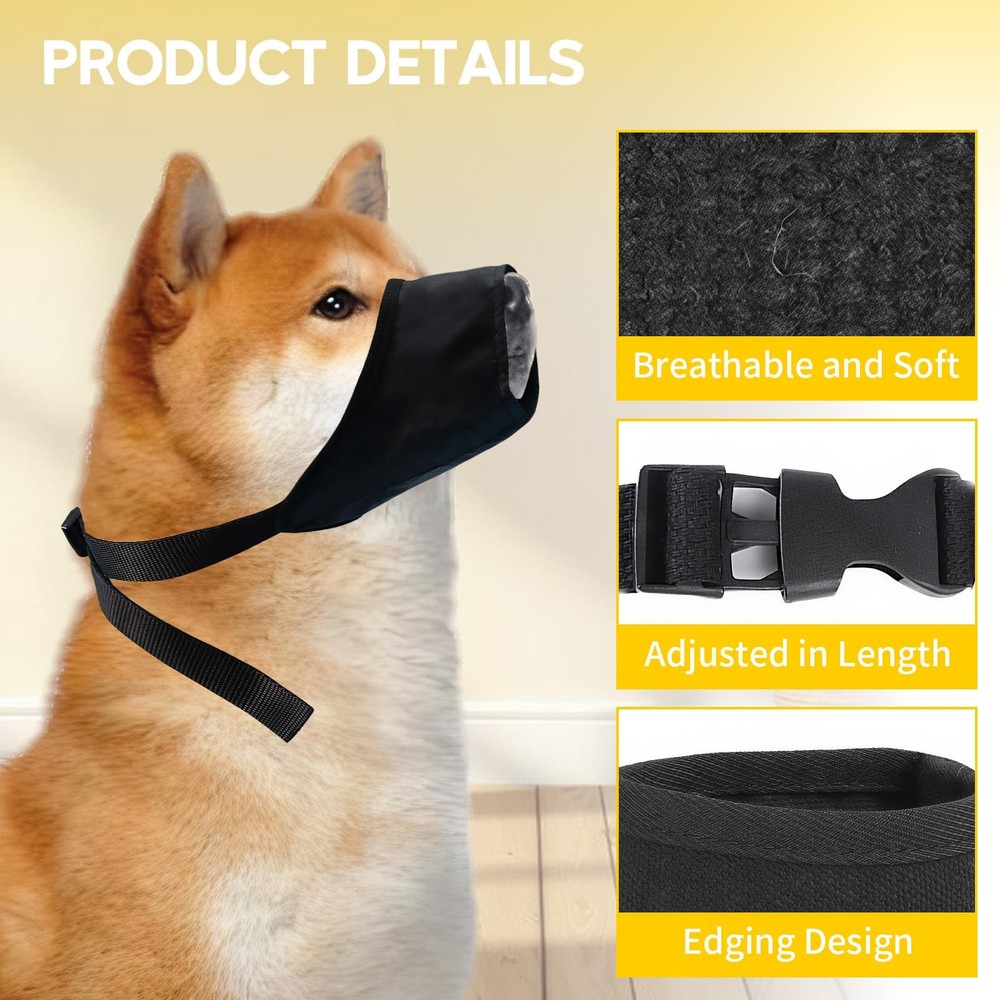 3 PCS Soft Anti Bark Muzzles Prevent Biting Small Dog Muzzle Breathable Mesh