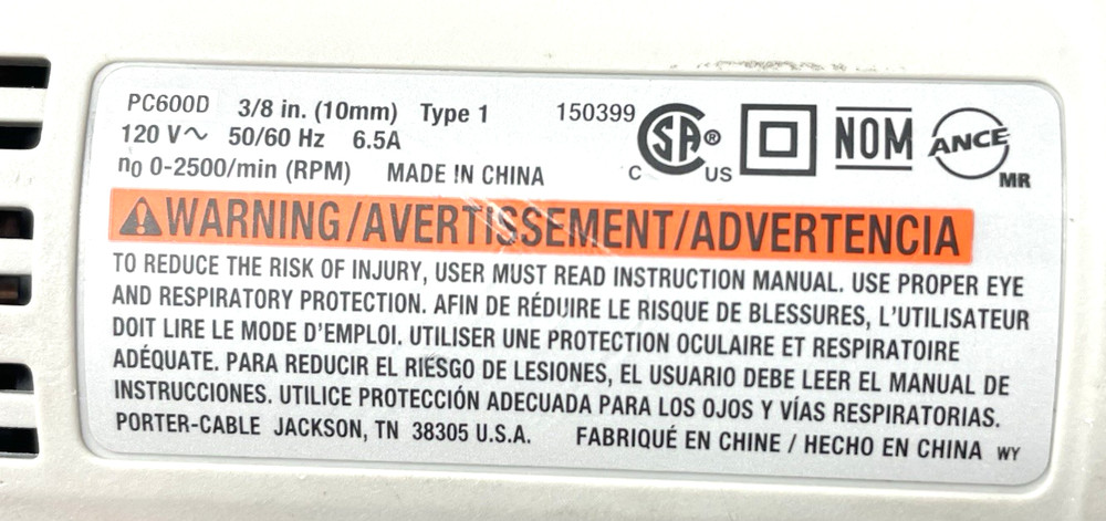 Porter Cable PC600D 6.5 Amp 3/8 Inch Corded Drill Variable Speed Trigger Clean!