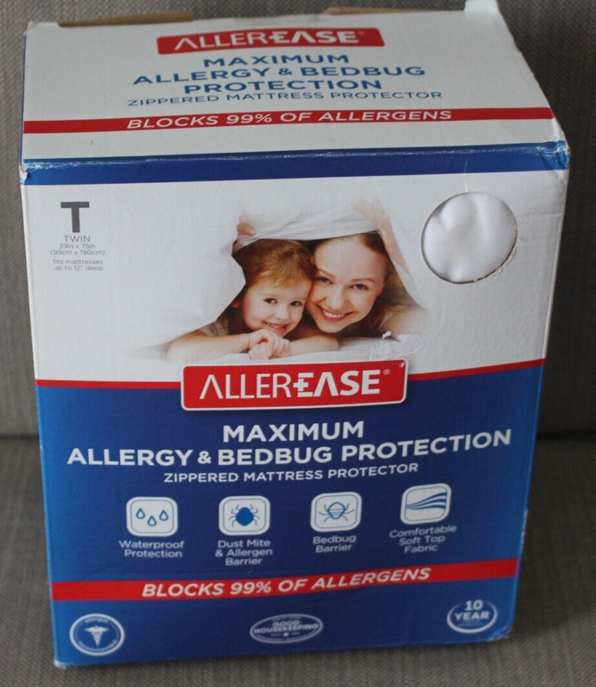 New Twin ALLEREASE Max Allergy & Bedbug Protection Zippered Mattress Cover BNIB