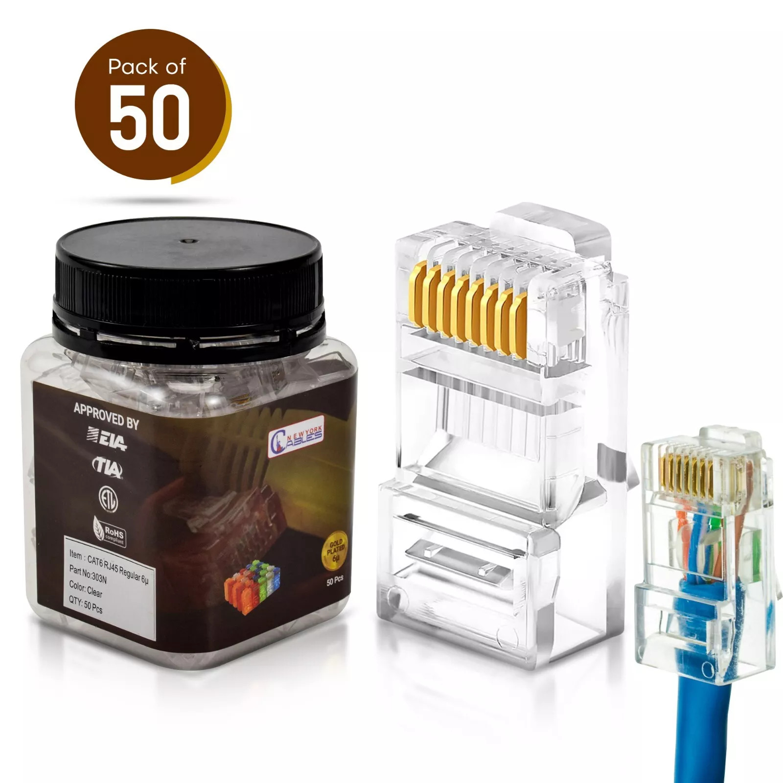 50/100 Pcs Cat6 RJ45 Connector LAN UTP Ethernet Network Cable End modular Plug