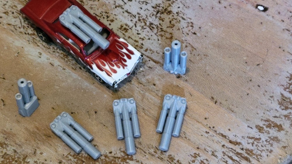 Frantic Impending Doom Cannons 6 items. Silver 3d printed. 1/64 scale.