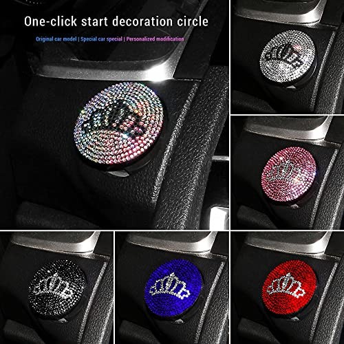 Bling Crown Push Start Button Cover, Car Engine Button Cover Bling Car Silver