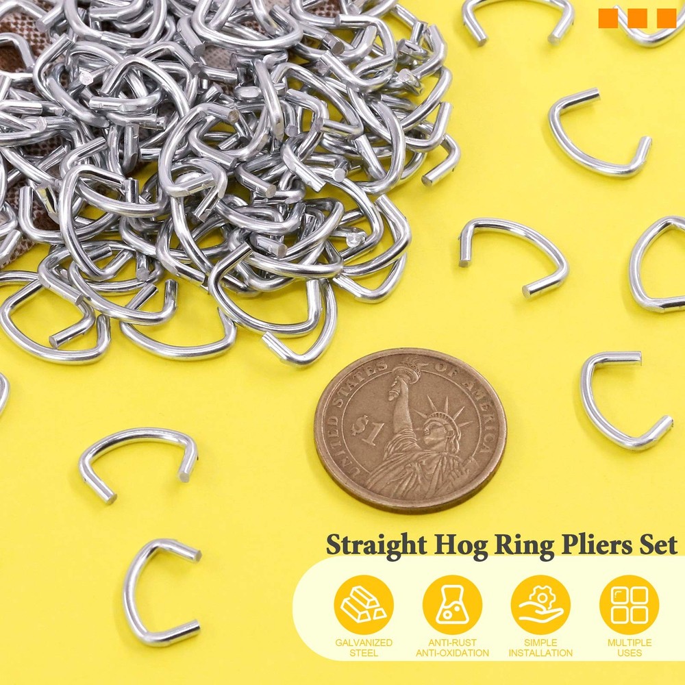 Rustark 1000 Pcs 1/2" Galvanized Hog Rings, Professional One Size, Silver