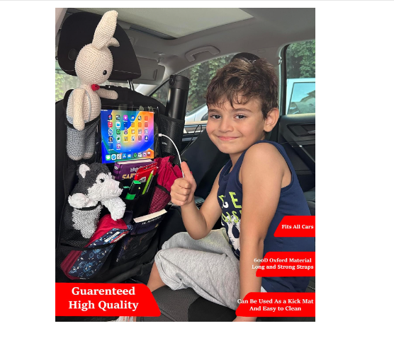 ULEEKA Car Backseat Organizer with 10" Tablet Holder 9 Storage Back Black 2 pack