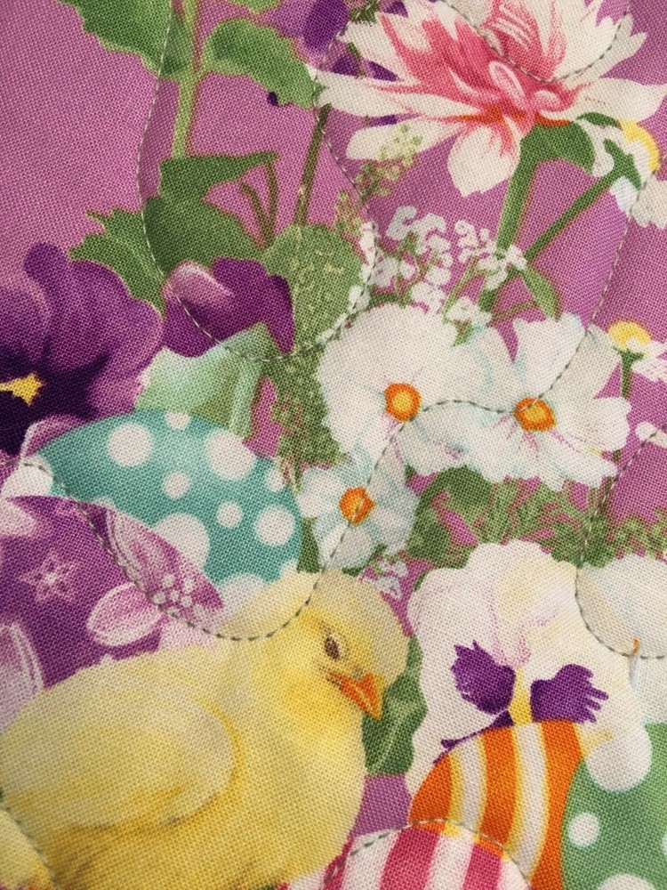 Handcrafted-Quilted Table Runner- Easter Print - Easter Chicks & Easter Eggs