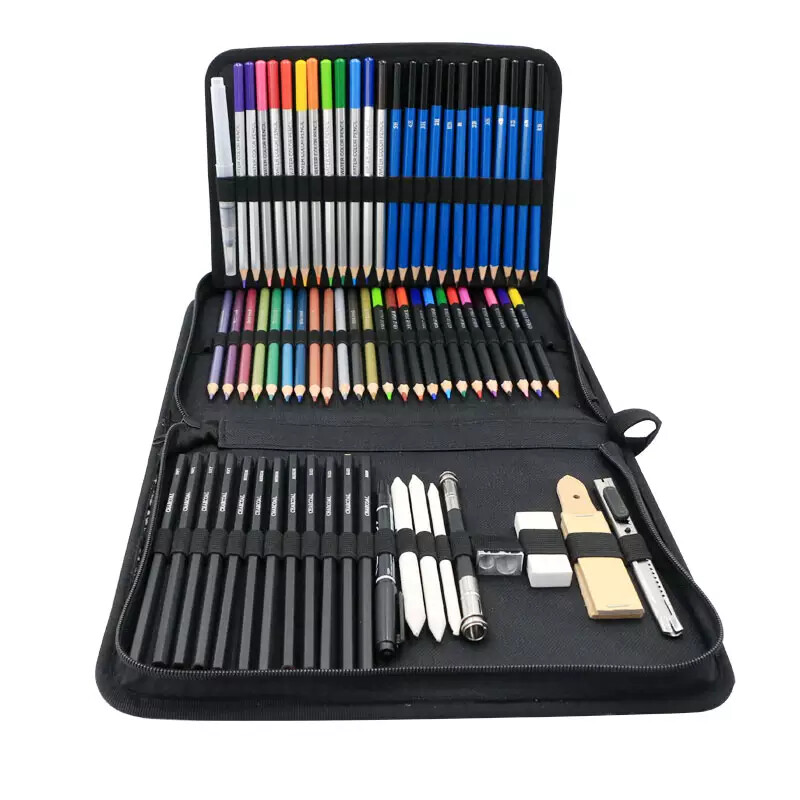 71 pcs Professional Drawing Artist Kit Set Pencils and Sketch Charcoal Art & Bag