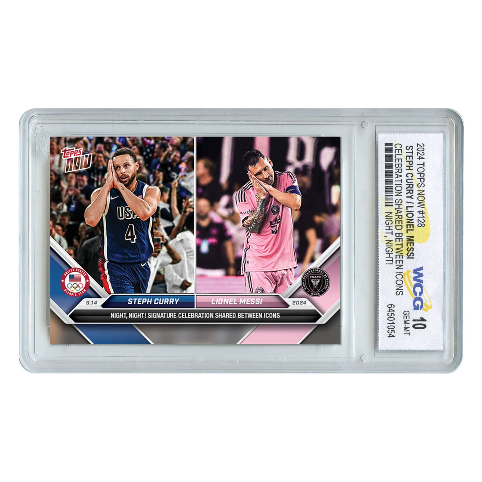 2024 Topps Now STEPH CURRY & LIONEL MESSI Double Card #128 - Graded GEM MINT 10