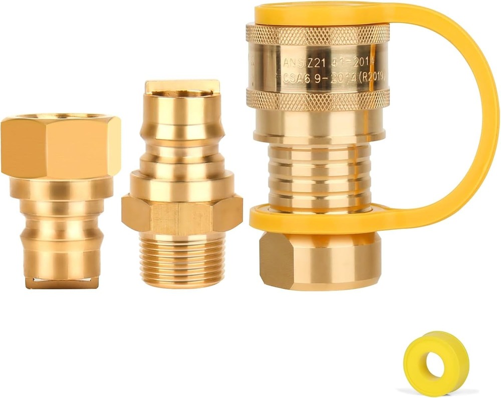 3/4 Natural Gas Quick Connect Fitting-3PCS Solid Brass Quick Release Fittings...