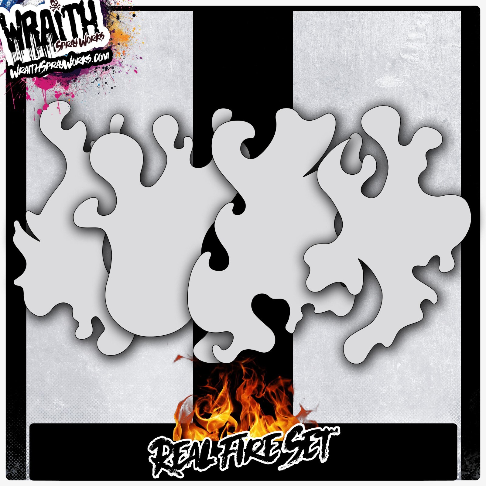 Real Fire Stencil Set - Reusable Airbrush Stencil Template