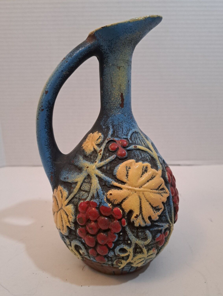Grapevine Design Pottery Pitcher