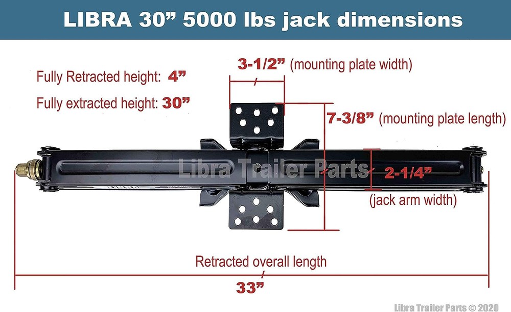 (2) LIBRA 30" 5000lb RV Stabilizer Leveling Scissor Jacks w/socket & install Kit