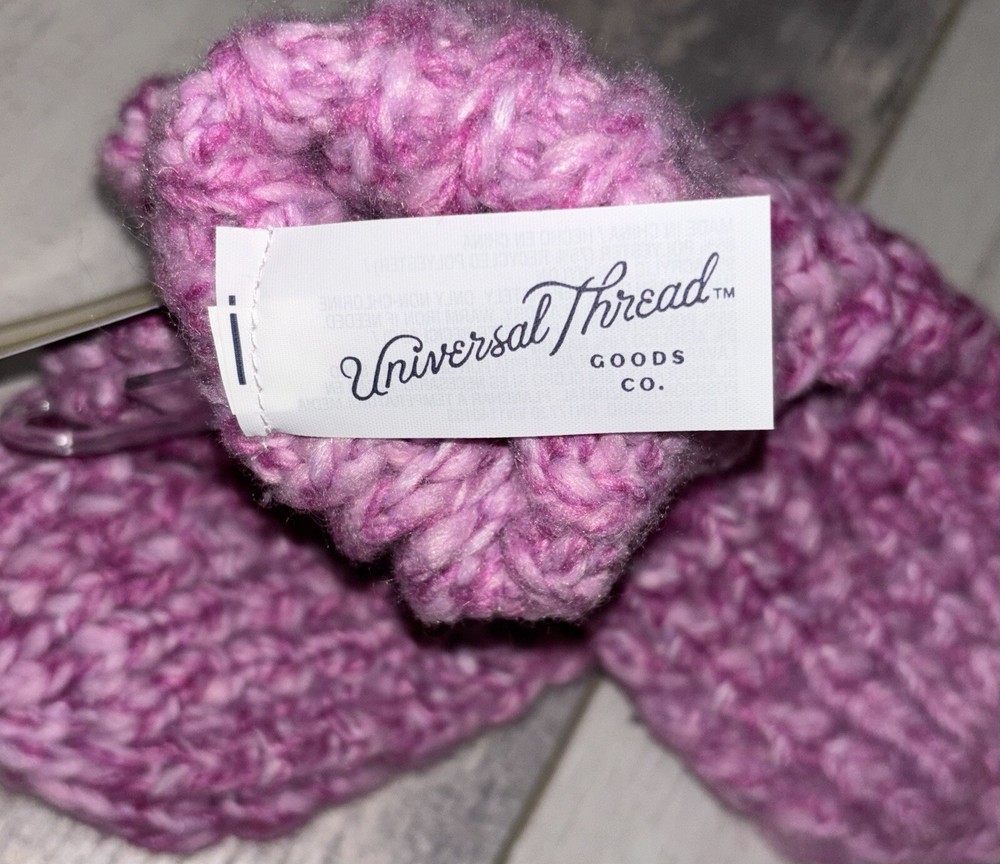 Universal Thread Knit Mittens - Pink - One Size - NEW