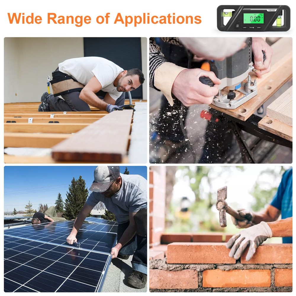 Black Portable Magnetic Base Digital Level Tool Inclinometer Protractor