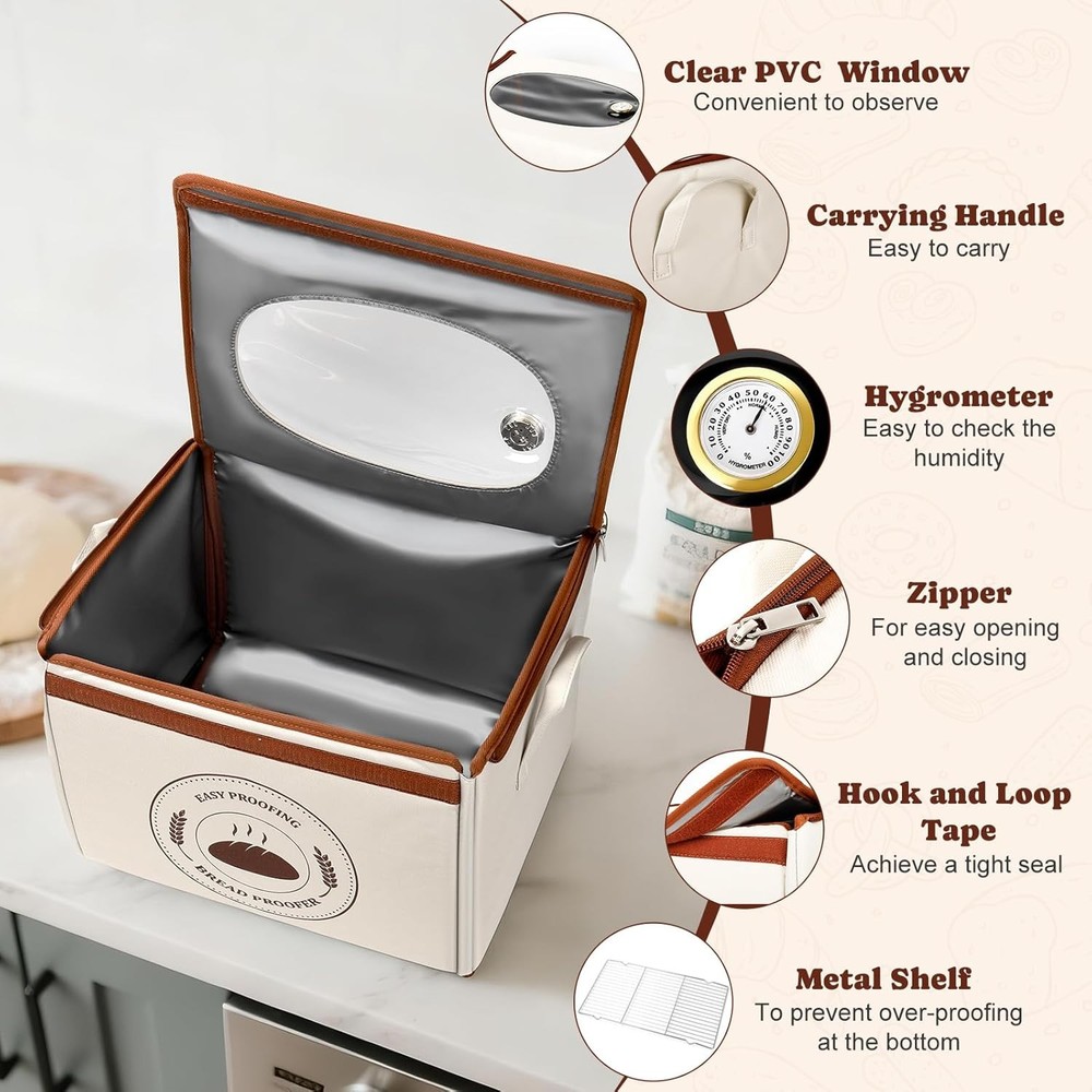 Bread Proofing Box W/ 6 Temperature Settings(50-122℉ & 48H Timer Foldable Dough