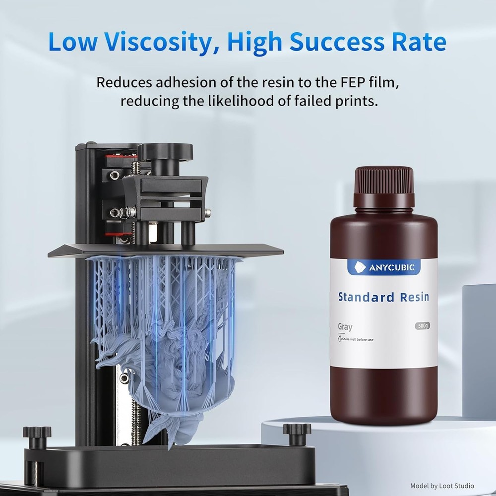 High Precision 3D Printer Resin - Quick Curing Grey, 500g for LCD Printing