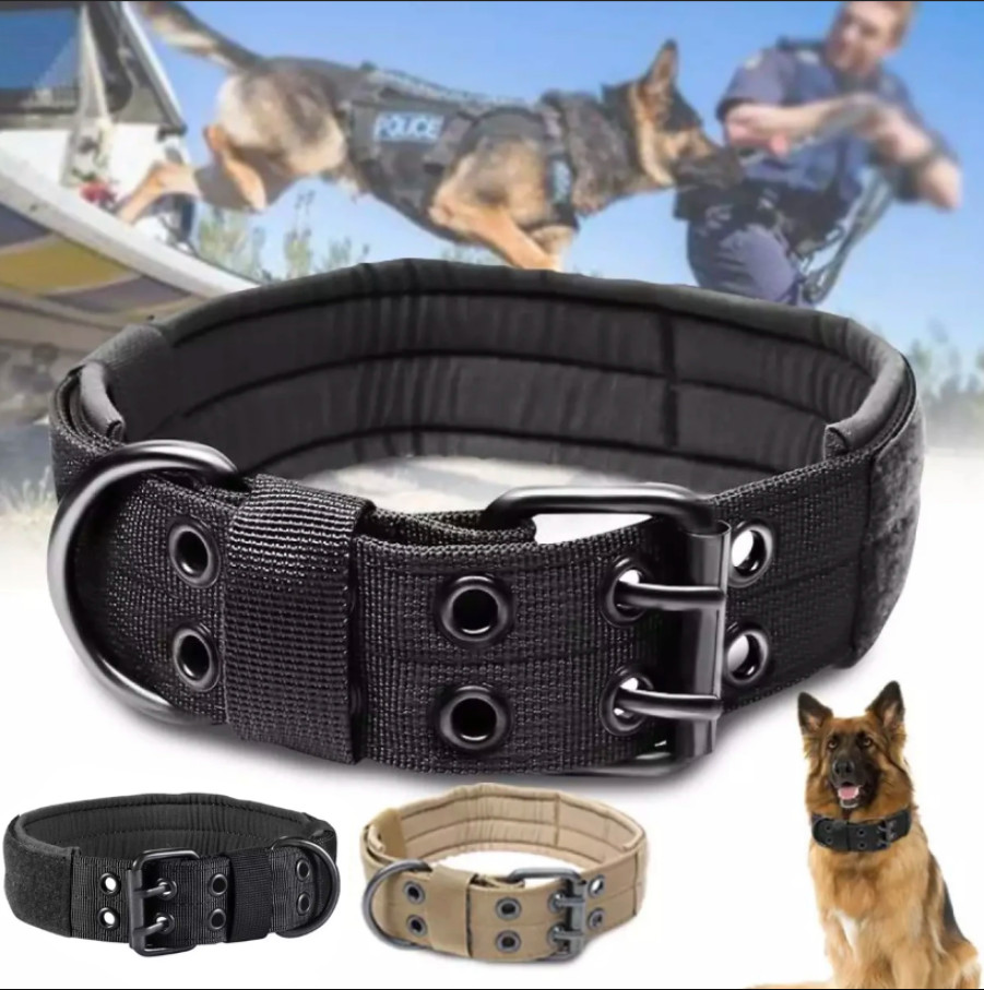 2" Wide Tactical Heavy Duty Nylon Large Dog Collar K9 Military With Metal Buckle