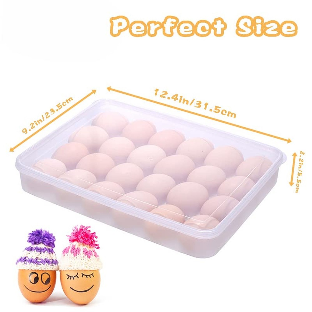 96 Egg Holders for Refrigerator,4 Set Clear Deviled Egg Tray with Lid,Plastic...