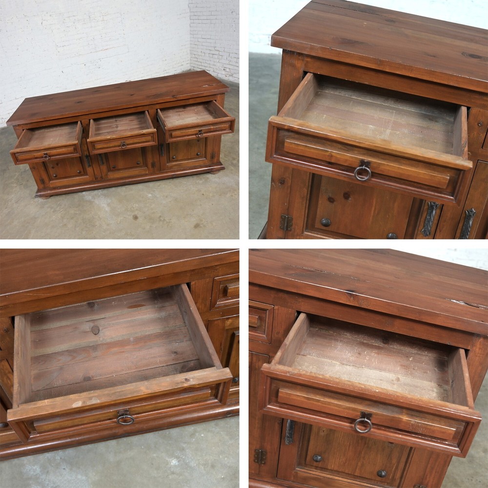 Spanish Revival Rustic Solid Pine Sideboard Style of Artes De Mexico Intern'tnl