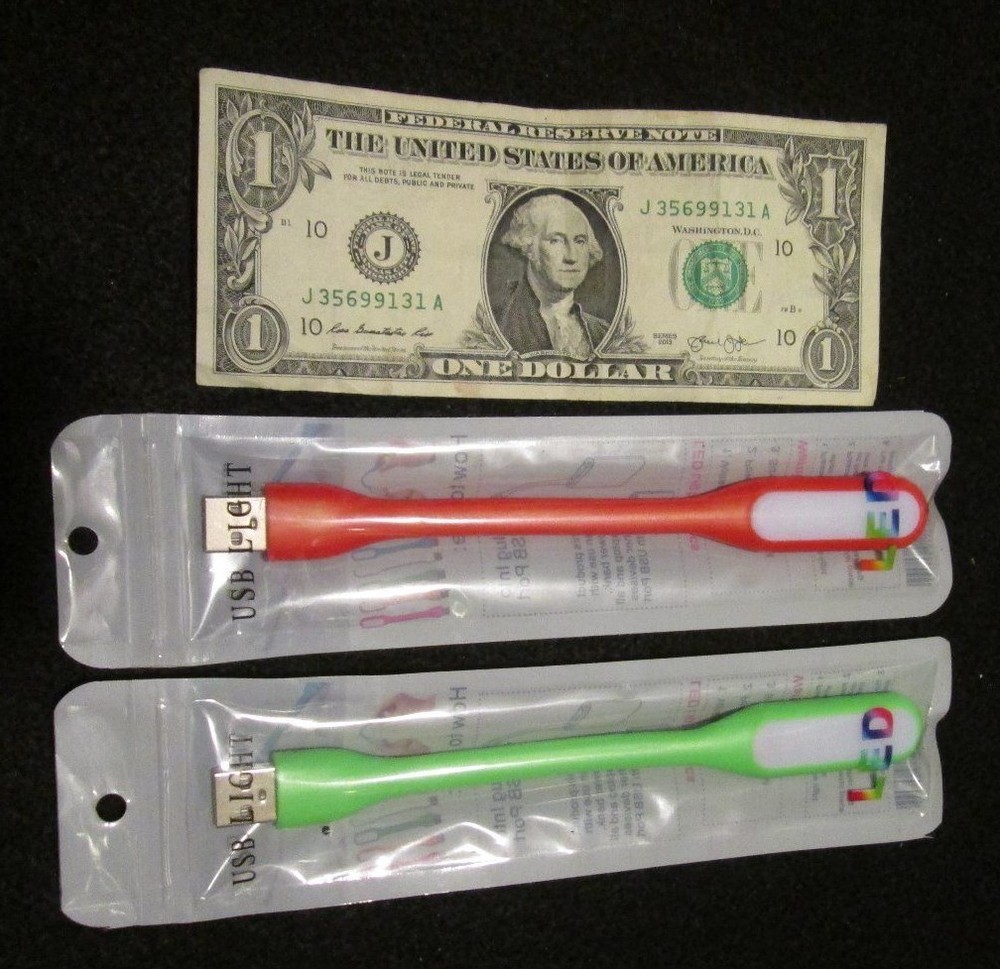 2 USB LED Light Flexible Red & Green for Auto, Laptop, Computer, Tablet & more