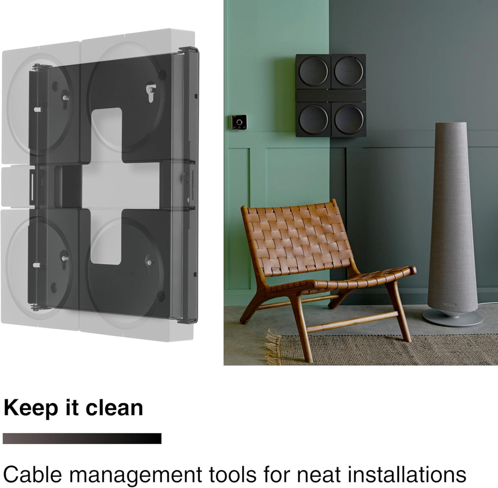 Flexson Wall Mount for 4 SONOS AMPS (Black)