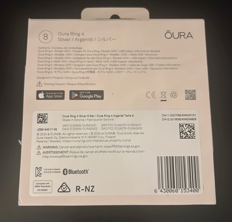 Oura Ring Gen 4 Smart Ring Size 8 Activity Tracker SILVER - New/Sealed!