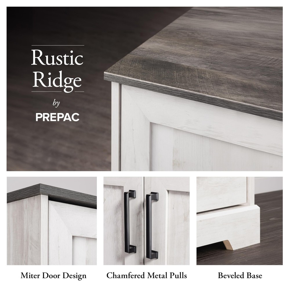 Rustic Ridge 4 Door Console Table with Storage, Washed White Storage Cabinet ...