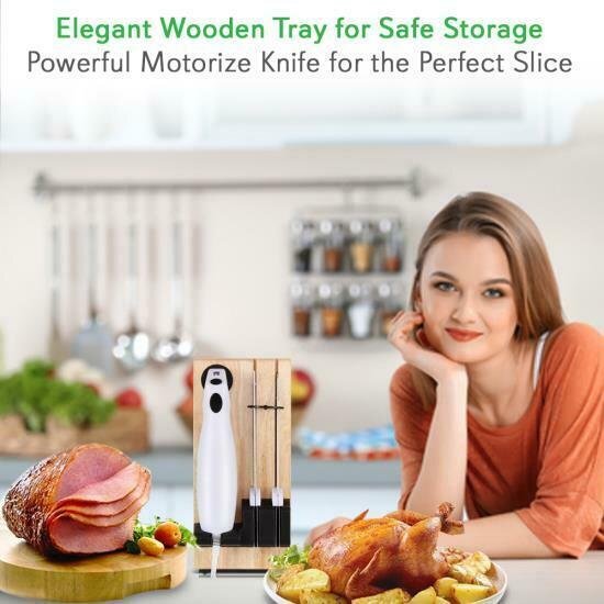 Nutrichef PKELKN16 Portable Electrical Food Cutter Knife Set with Bread Carving