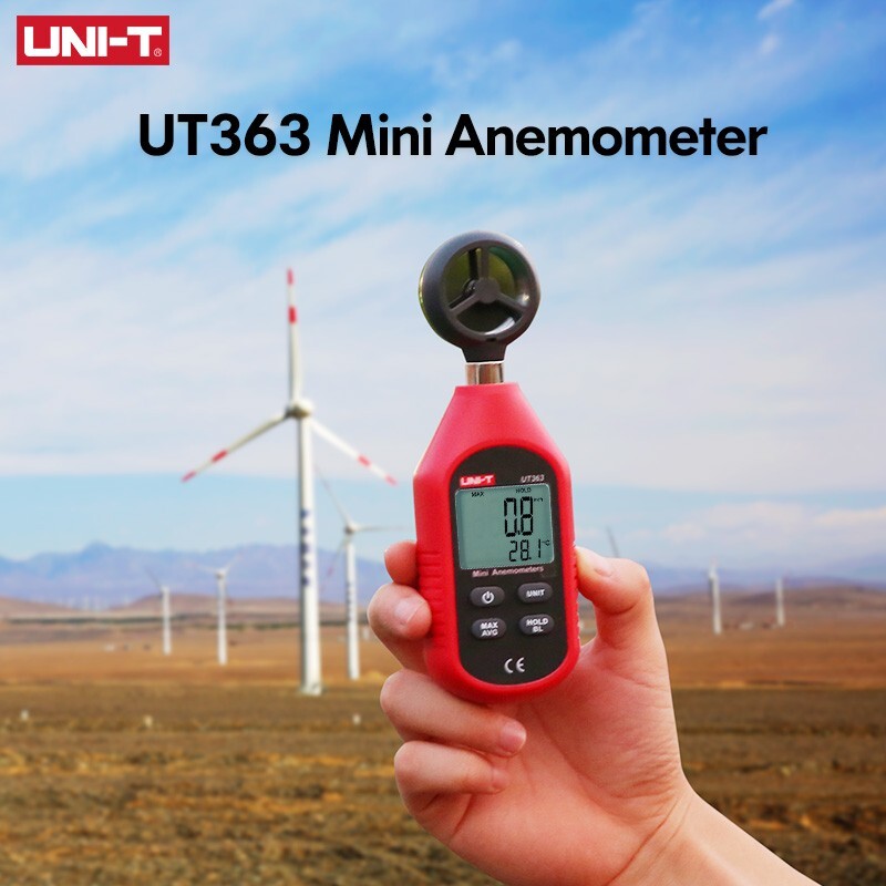 UNI-T UT363 Digital Anemometer Air Flow Wind Meter Temperature Test LCD Display