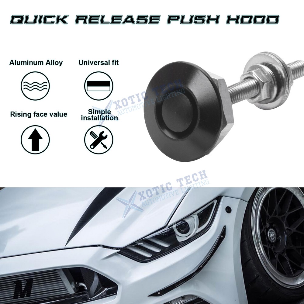 4Pcs Universal Black Bumper Push Button Quick Release Latch Fasteners Lock Clip