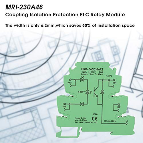 Solid State Relay 10A, 4-32V DC Input, 480V AC Output, DIN Rail Mount,