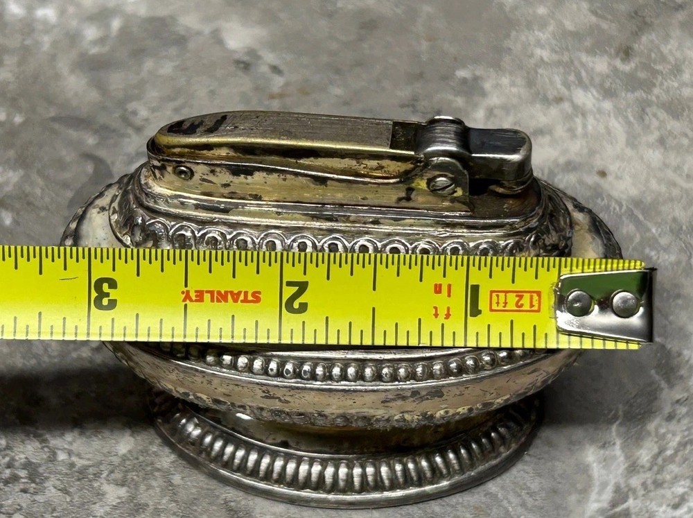 Queen Anne Ronson Table Lighter 1940s Silver Plated Needs Work 2” Tall