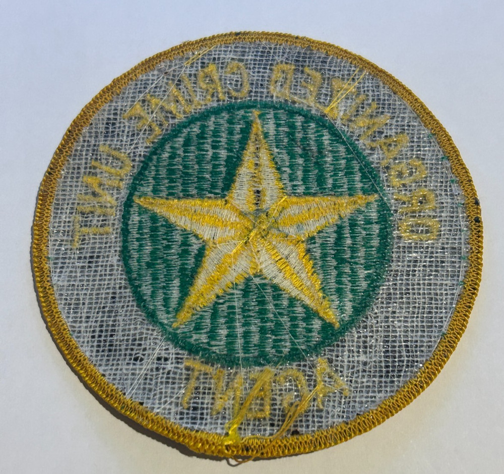 Vintage Organized Crime Unit Agent Texas? Patch Unused