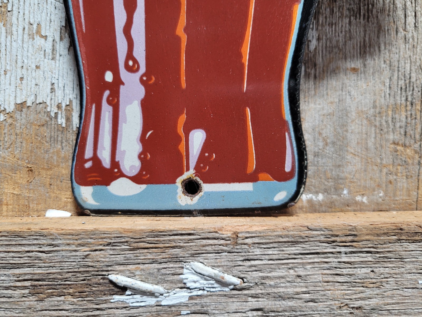 VINTAGE COCA COLA PORCELAIN SIGN BOTTLE CAP BOY SODA COKE BEVERAGE FOOD STORE