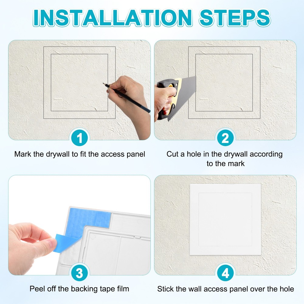 1-Pack Access Panel for Drywall, 6x6" Plastic Removable [White, Square]