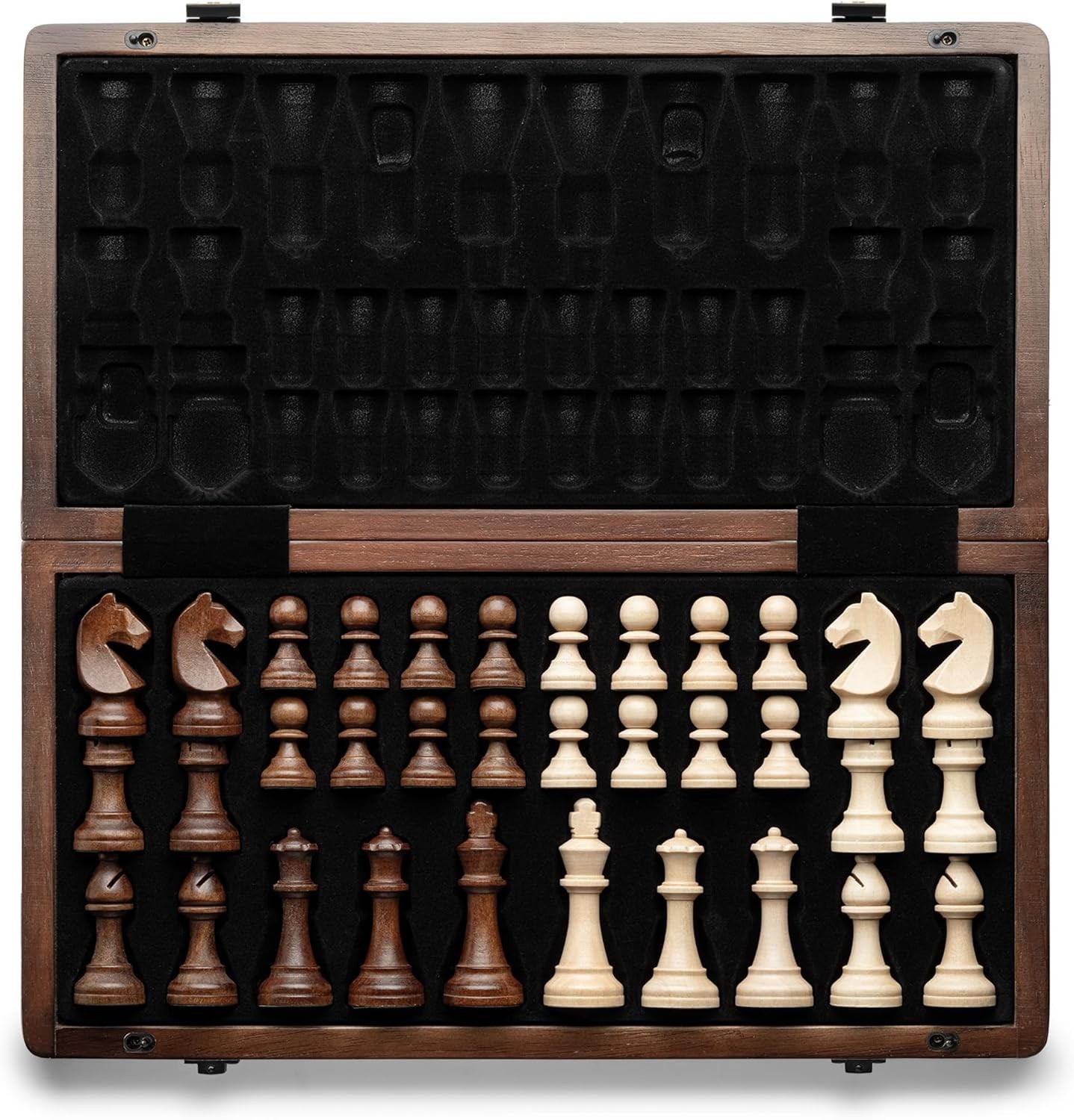 15" Magnetic Wooden Chess Set – Handmade Staunton Pieces, Folding Travel Board